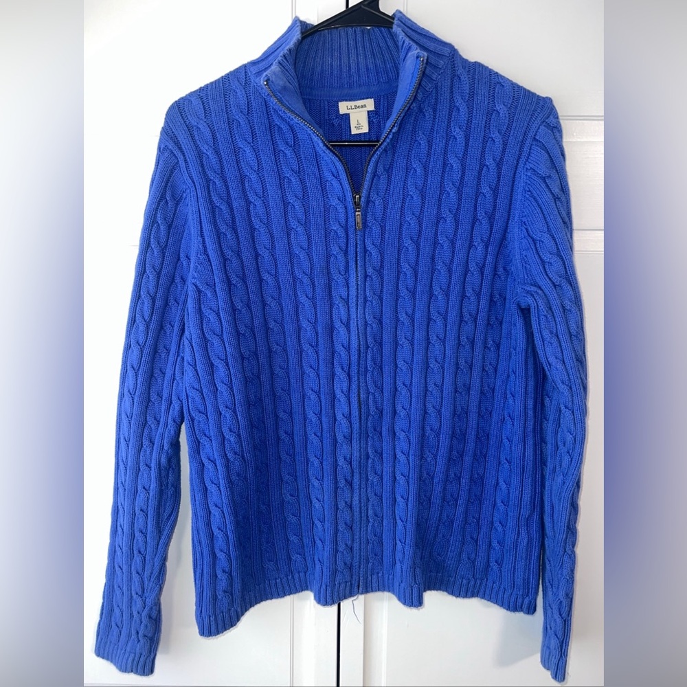 L.L. Bean Women’s Cable-Knit Quarter-Zip Sweater - Blue